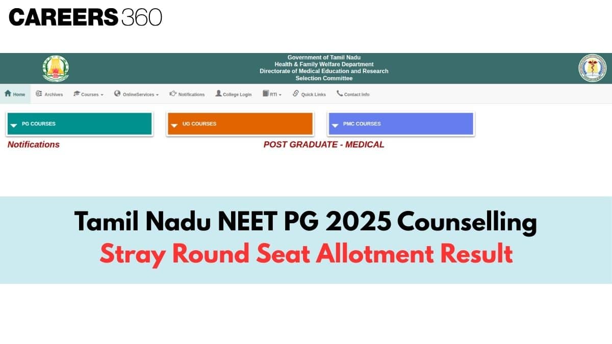 Tamil Nadu NEET PG Stray Round Seat Allotment Result 2025